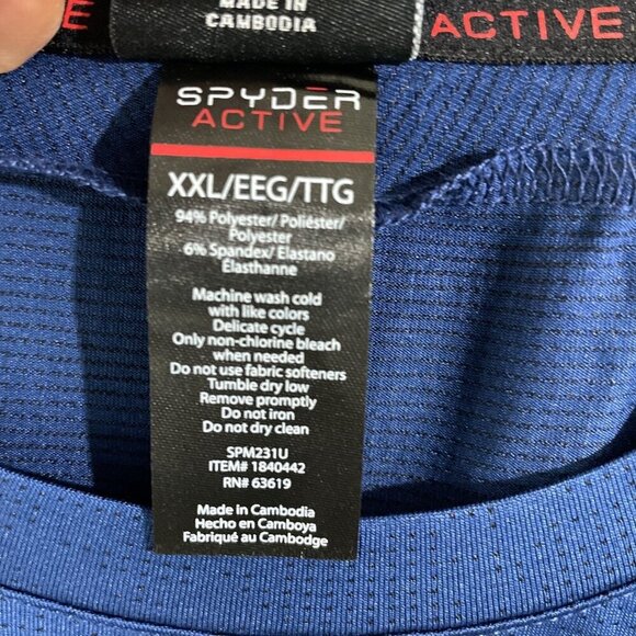 NEW Spyder Active Men's XXL Blue Short Sleeve Shirt Polyester Spandex - Picture 7 of 8